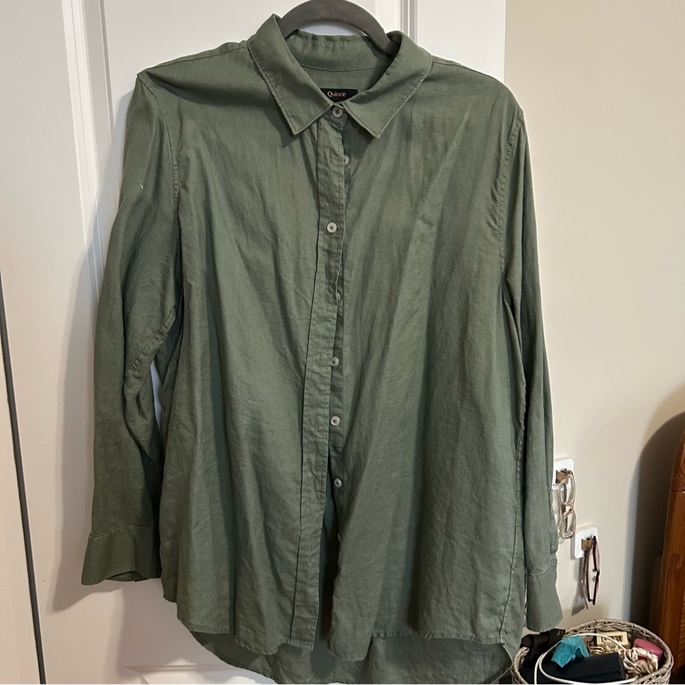 Quince Linen Shirt - Green - L